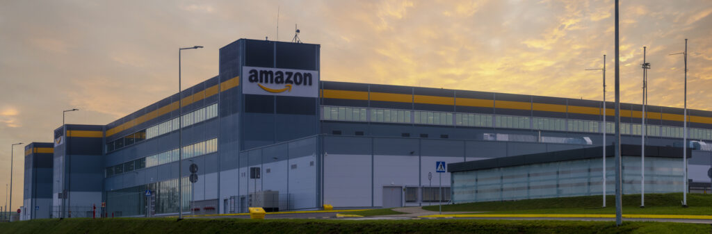 exterior shot of amazon logistics center